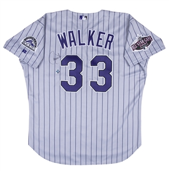 2001 Larry Walker Game Issued & Signed Colorado Rockies Road Jersey (JSA)